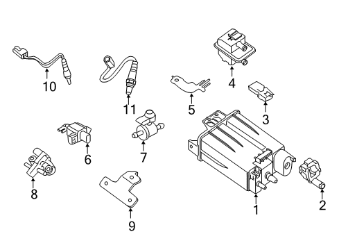 2020 Nissan Maxima Emission Components Evaporative Emission Canister Diagram for 14950-4RA0A