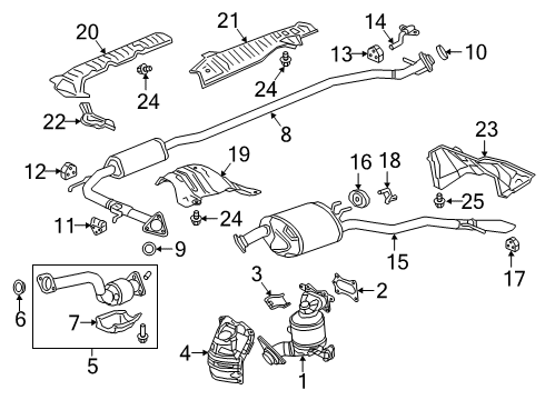 2020 Honda Clarity Exhaust Components Rubber, Exhuast Mounting Diagram for 18215-TRW-A01