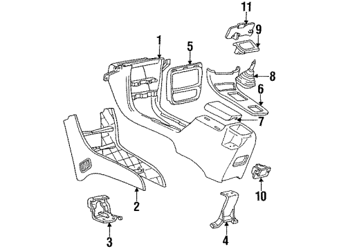 1994 Chevrolet Cavalier Floor Console Console Asm-Front Floor Lower Diagram for 22590008