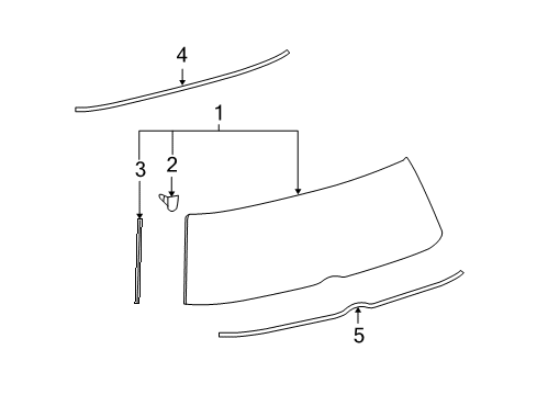 2011 Scion xB Lift Gate - Glass & Hardware Side Molding Diagram for 75573-12370