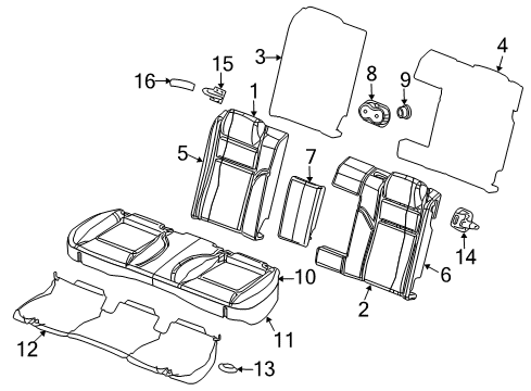 2011 Dodge Challenger Rear Seat Components Seat Cushion Foam Diagram for 68102686AA