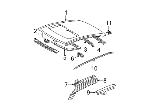 2002 Toyota Camry Roof & Components, Exterior Trim Sunroof Reinforcement Support Diagram for 63118-AA010