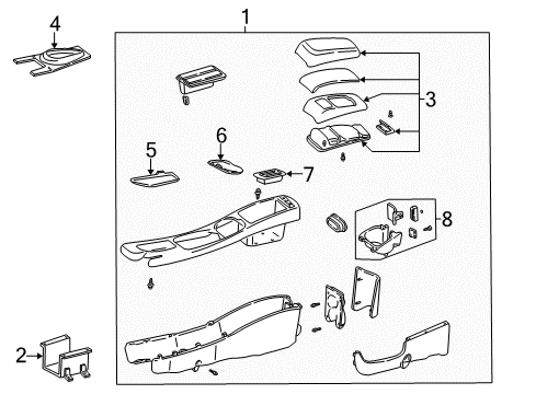 2006 Ford Taurus Center Console Cup Holder Diagram for YF1Z-5413562-BAA