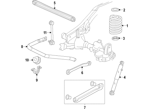 2015 GMC Yukon XL Rear Axle, Lower Control Arm, Upper Control Arm, Ride Control, Stabilizer Bar, Suspension Components Rear Leveling Shock Absorber Assembly Diagram for 23276087