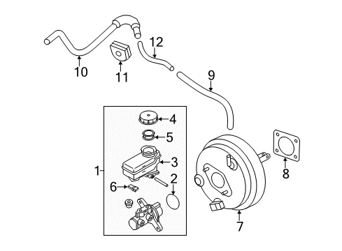 2013 Infiniti M37 Hydraulic System Master Vac Assembly Diagram for D7210-1MB0C