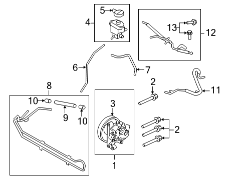 2011 Lincoln MKX P/S Pump & Hoses, Steering Gear & Linkage Reservoir Assembly Diagram for CT4Z-3E764-A