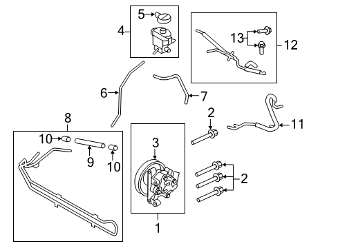 2011 Lincoln MKX P/S Pump & Hoses, Steering Gear & Linkage Power Steering Pump Mount Bolt Diagram for -W714207-S437