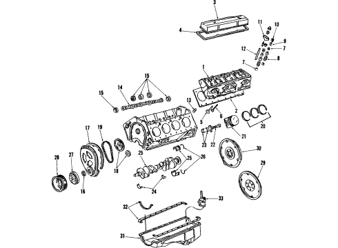 1996 Chevrolet Corvette Engine Parts, Mounts, Cylinder Head & Valves, Camshaft & Timing, Oil Pan, Oil Pump, Crankshaft & Bearings, Pistons, Rings & Bearings Balancer Asm-Crankshaft Diagram for 12551486