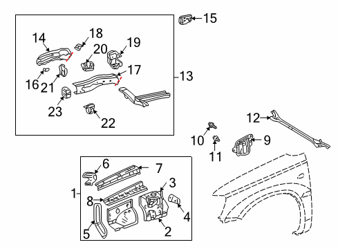 2003 Toyota Camry Structural Components & Rails Lower Rail Diagram for 57101-33900