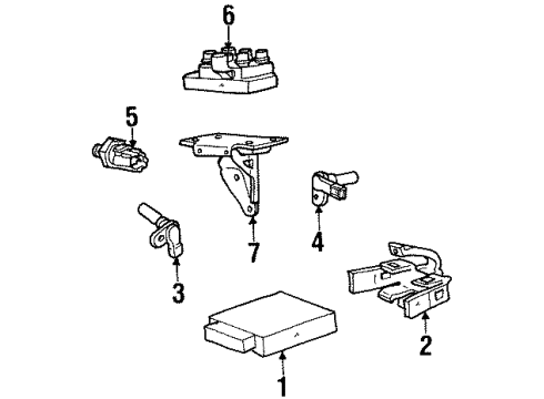 1997 Mercury Sable Powertrain Control Ignition Coil Mount Bracket Diagram for YF1Z-12257-AA