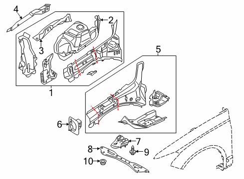 2020 Ford Fusion Structural Components & Rails Upper Reinforcement Diagram for DG9Z-16185-A