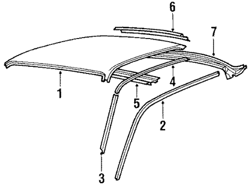 1989 BMW 750iL Roof & Components Moulding Right Diagram for 51131938602