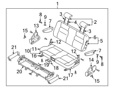 2003 Kia Sedona Rear Seat Components Rear Drink Holder Assembly Diagram for 0K52Y8839044