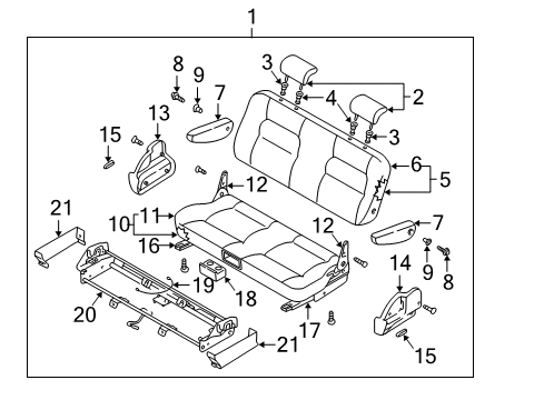 2003 Kia Sedona Rear Seat Components Cushion-Rear, 1ST Diagram for 0K52Y57310BT4