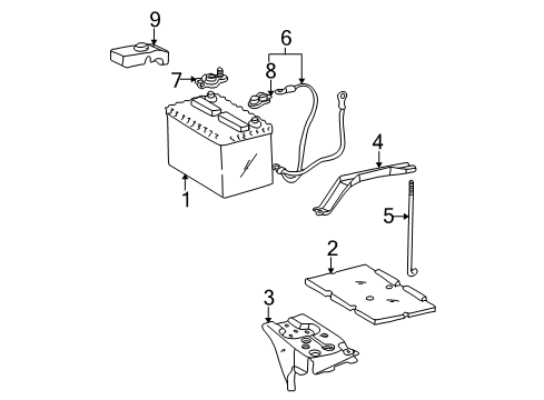 2000 Toyota Avalon Battery Hold Down Diagram for 74404-07010