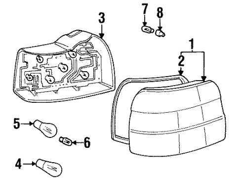 1999 BMW 318ti Tail Lamps Bulb Diagram for 07119905337