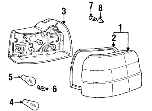 1999 BMW 318ti Tail Lamps Tail Light, Left Diagram for 63218353551