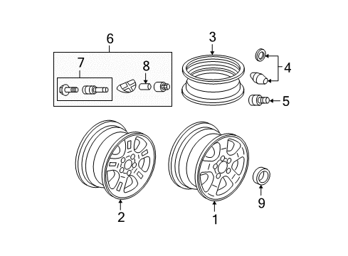 2005 Acura MDX Wheels, Covers & Trim Disk, Aluminum Wheel (17X6 1/2Jj) (Topy) Diagram for 42700-S3V-A61