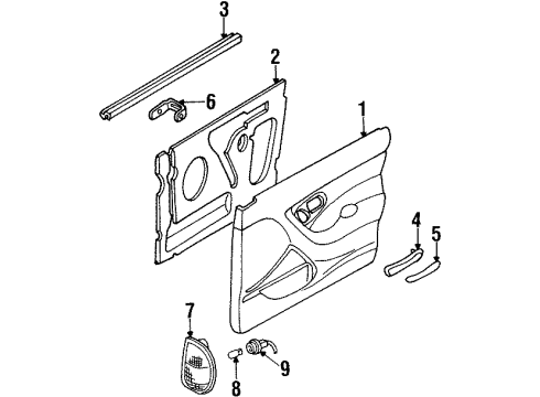 1996 Mercury Mystique Interior Trim - Front Door Courtesy Lamp Diagram for F5RY-5424019-A