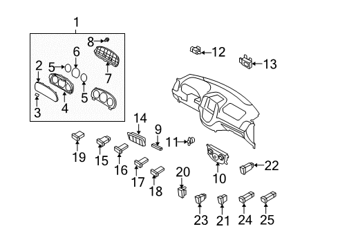 2009 Hyundai Santa Fe Switches Cluster Assembly-Instrument(Mph) Diagram for 94001-2B281