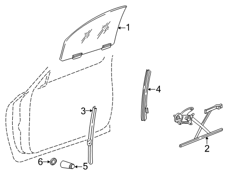 2002 Dodge Durango Front Door - Glass & Hardware Front Door Window Regulator Diagram for 55362921AB