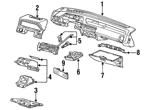 1989 Honda Accord Instrument Panel Control Assy., Heater Temperature Diagram for 79510-SE0-A00