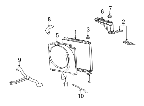 2002 Ford Excursion Radiator & Components Overflow Hose Diagram for F81Z-8075-AA