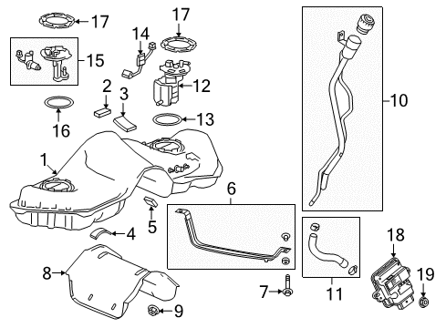 2018 Cadillac CT6 Fuel System Components Tank Shield Nut Diagram for 92274171