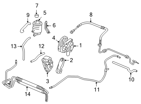 2005 Acura RL P/S Pump & Hoses, Steering Gear & Linkage Cooler, Power Steering Oil Diagram for 53765-SJA-000