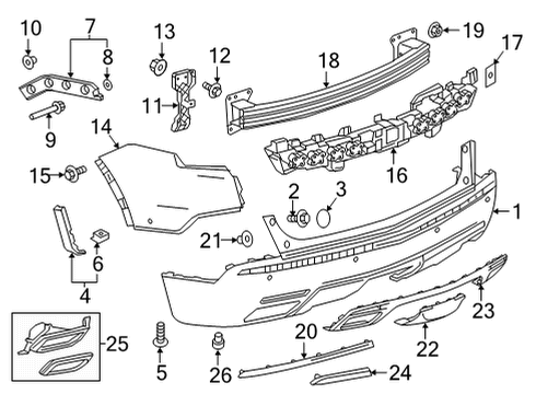 2020 Cadillac XT5 Bumper & Components - Rear Molding Diagram for 84795603