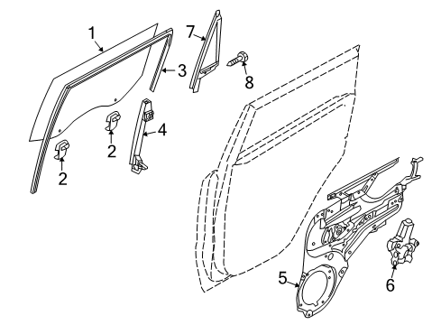 2010 Kia Soul Rear Door Channel & Run Assembly-DELT Diagram for 835502K000