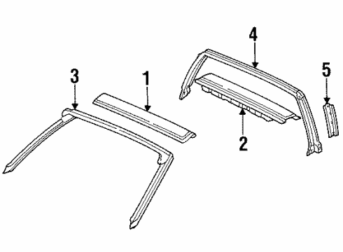 1997 Honda Civic del Sol Roof & Components Weatherstrip, FR. Pillar Diagram for 72320-SR2-043