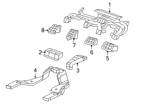 2008 Honda Civic Ducts Outlet Assy., Passenger *NH167L* (GRAPHITE BLACK) Diagram for 77630-SNA-A02ZC