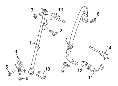 2016 Lincoln MKX Seat Belt Belt Tensioner Nut Diagram for -W623484-S2