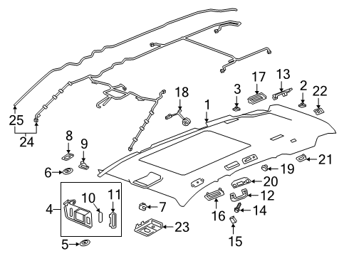 2020 Cadillac XT6 Interior Trim - Roof Air Vent Grille Diagram for 84491297