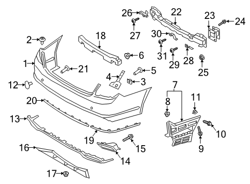 2019 Kia K900 Rear Bumper ABSORBER-Rear Bumper Diagram for 86620J6000