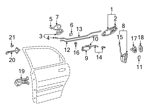 2001 Hyundai Sonata Rear Door Rear Door Latch Assembly, Right Diagram for 8142038000