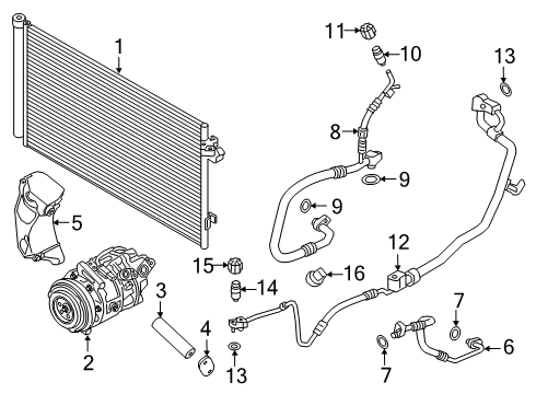 2020 BMW M550i xDrive A/C Condenser, Compressor & Lines Refrigerant Line, Double Pipe Diagram for 64539324804