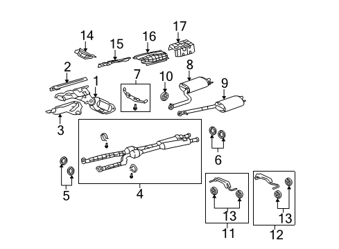 2010 Lexus LS460 Exhaust Components, Exhaust Manifold Bracket Sub-Assy, Exhaust Pipe NO.1 Support Diagram for 17506-38091