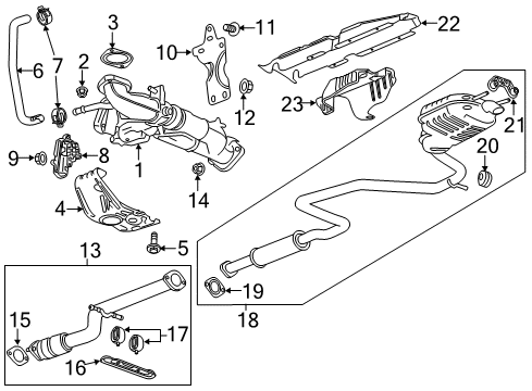2016 Chevrolet Malibu Exhaust Components Muffler & Pipe Hanger Diagram for 23156335
