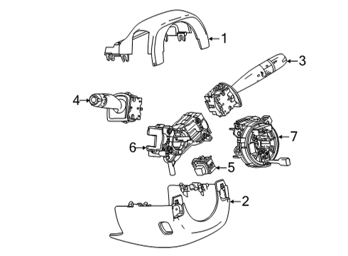 2022 Chevrolet Corvette Shroud, Switches & Levers Upper Column Cover Diagram for 84246106