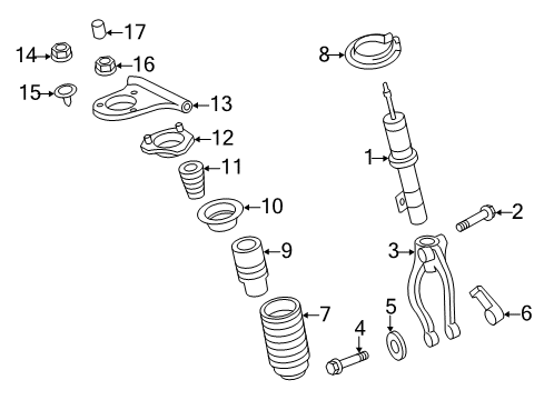 2006 Lincoln Zephyr Struts & Components - Front Top Nut Diagram for 6E5Z-18A161-AA