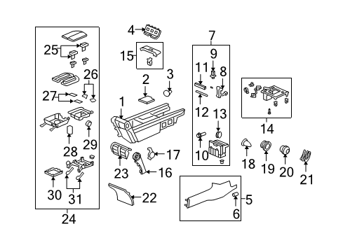 2010 Acura RL Center Console Box, Console (Type A) (Black) Diagram for 83402-SJA-033ZF