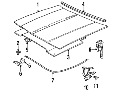 1988 Pontiac Safari Hood & Components Support-Hood Latch Catch Diagram for 14008783