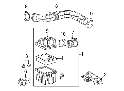 2006 Ford Ranger Air Intake Air Cleaner Assembly Bracket Diagram for 6L5Z-9647-A