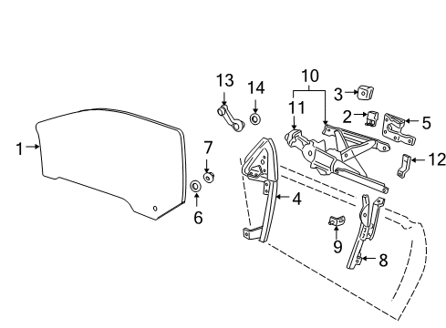 1999 Chevrolet Cavalier Door - Glass & Hardware Channel, Front Side Door Window Rear RH Diagram for 12362890