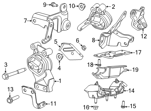 2017 Ram 1500 Engine & Trans Mounting Screw-HEXAGON Head Diagram for 6102233AA