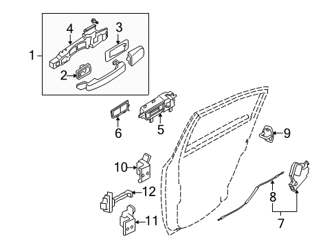 2008 Nissan Sentra Rear Door Rear Door Outside Handle Assembly Right Diagram for 82606-ET03A