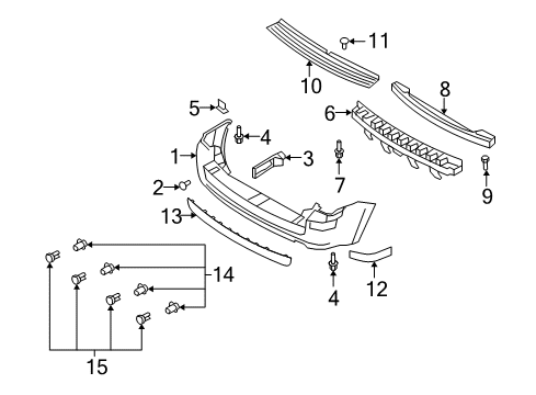 2011 Mercury Mariner Rear Bumper Reinforcement Diagram for 9L8Z-17D942-A