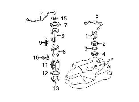 2006 Toyota Highlander Fuel System Components Support Diagram for 77174-35022